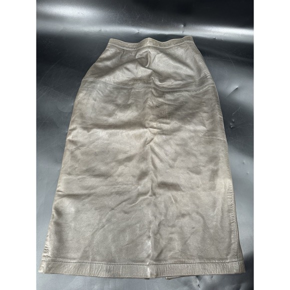 Maglia Dresses & Skirts - VINTAGE‎ 70s / 80s Maglia Gray LEATHER Midi Skirt, Fully Lined, Sz. 6
